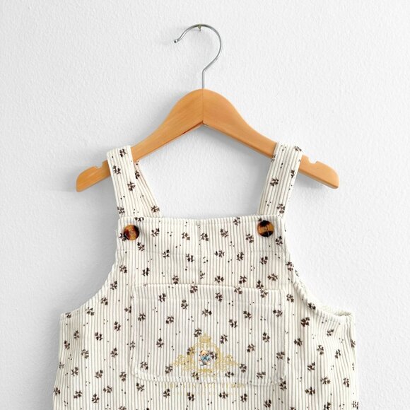 NWT Cute Girls Corduroy Overalls Dungarees Romper Pants Relax Fit Floral 2T - Picture 3 of 3